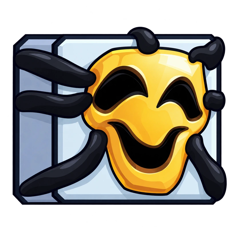 Gilded grin mask cube